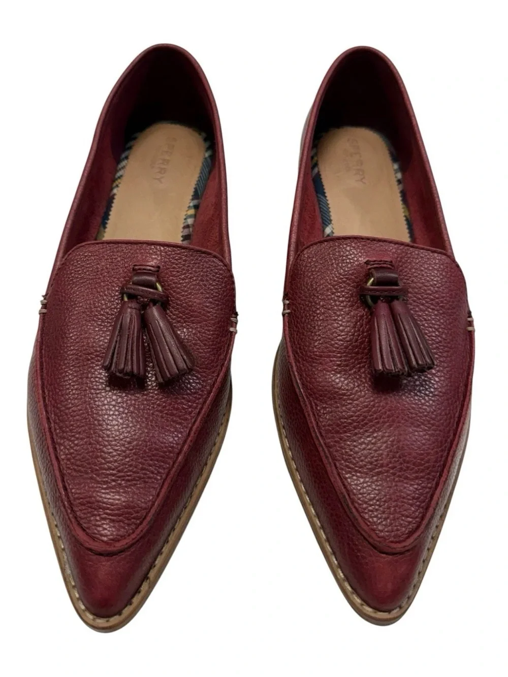 Sperry Saybrook Tassel Loafers Burgundy Leather Pointed Toe EUC Size 11